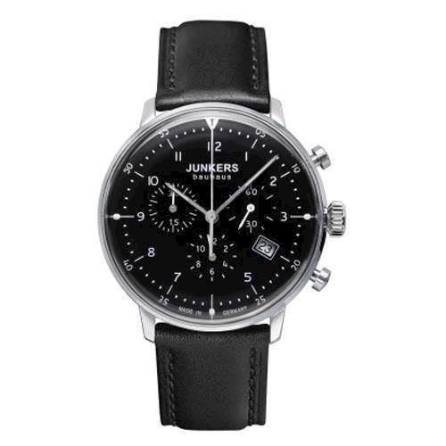 Image of Junkers Bauhaus Chronograph herreur sort urskive og sort læderurrem